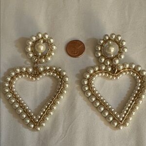 Elegant Pearl Heart Earrings